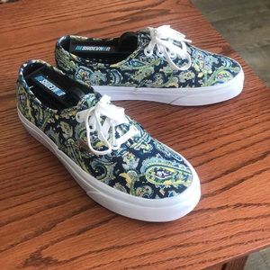 Vans Limited Edition Green/Blue Paisley Authentic with Ultracush Sole Size 6
